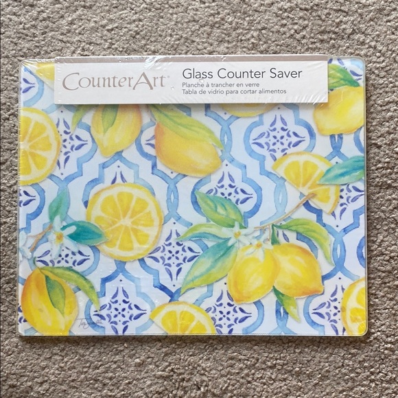 CounterArt Lemon Pattern Glass Counter Saver - Picture 1 of 7